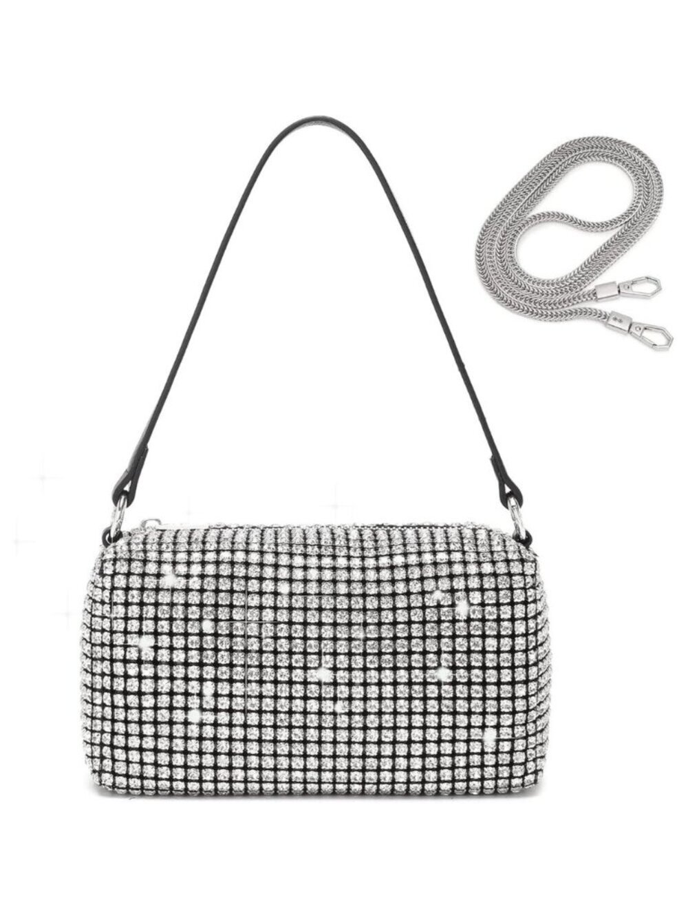Rhinestone Purses for Women Bling Rhinestone Bag Shiny Silver Purse Evening Bag